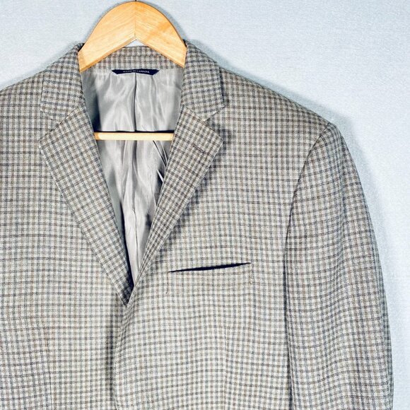 Ralph Lauren Blazer Mens 40R Tan Silk Wool Gingham Plaid Sport Coat Jacket - Picture 5 of 15